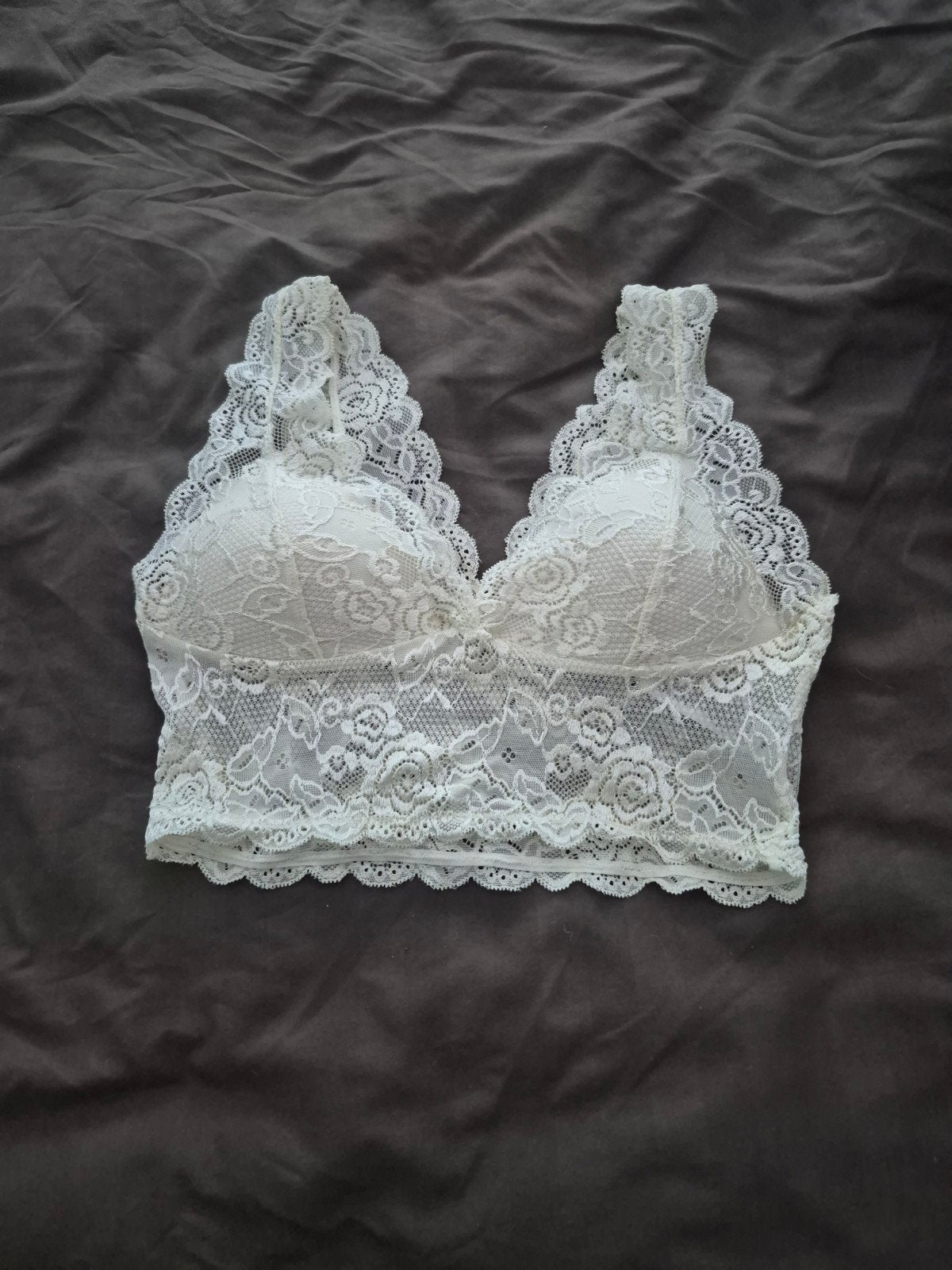 Witte kanten bralette met spaghettibandjes, Onbekend, Ophalen of Verzenden, Wit, BH