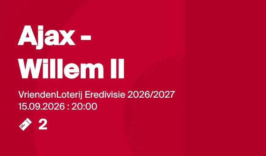 Ajax willem 2 kaartjes, Twee personen, April