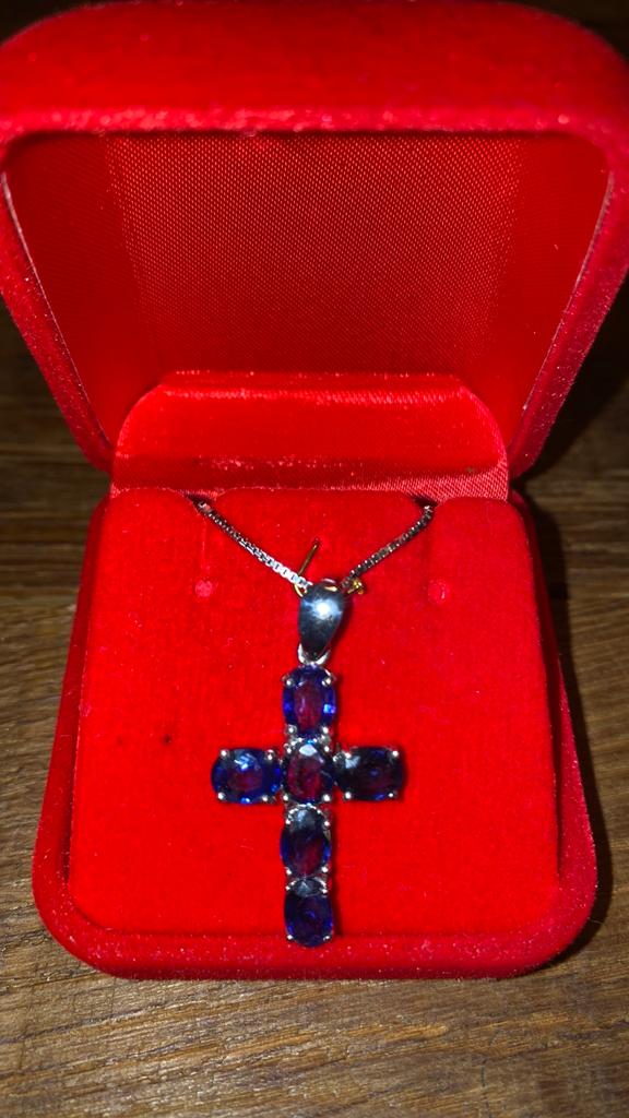 Sapphire met zilveren ketting, Ophalen, Nieuw, Zilver