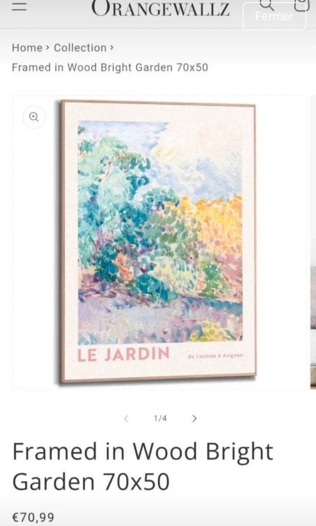 Le Jardin framed in wood, Nieuw, Huis en Inrichting, Ophalen, Nieuw, 50 cm, 70 cm