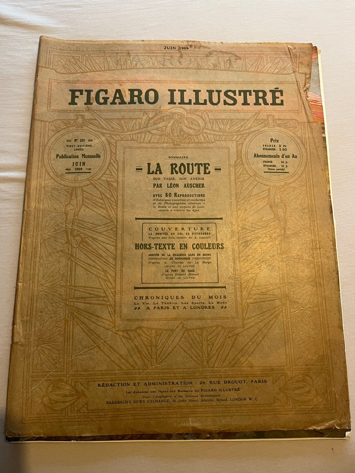 Figaro Illustré - Juni 1909 - 'La Route' - In nieuwstaat, Ophalen of Verzenden, Zo goed als nieuw, Overige typen
