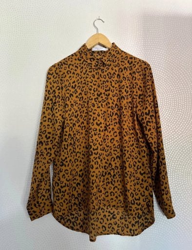 Leopard print blouse maat M - Costes, Maat 38/40 (M), Bruin, Ophalen of Verzenden, Zo goed als nieuw