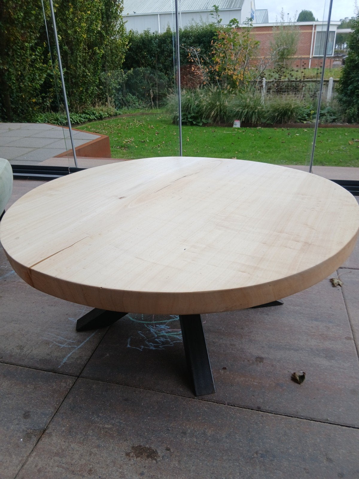 Ronde salontafel met stalen poot, Ophalen, Rond, 50 tot 100 cm, 50 tot 100 cm