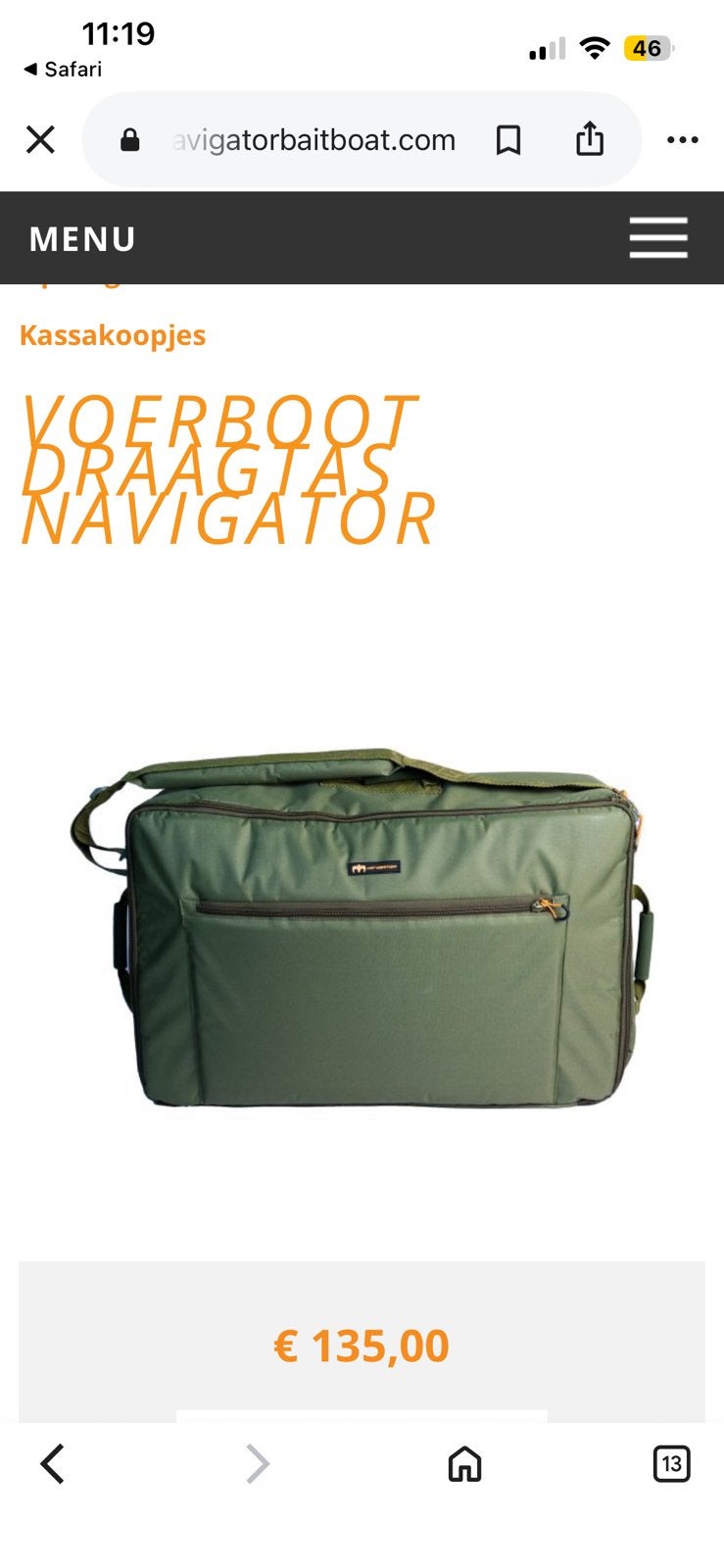 Navigator voerboot tas solar aqau nash jag esp jrc avid bb, Ophalen of Verzenden, Zo goed als nieuw, Overige typen
