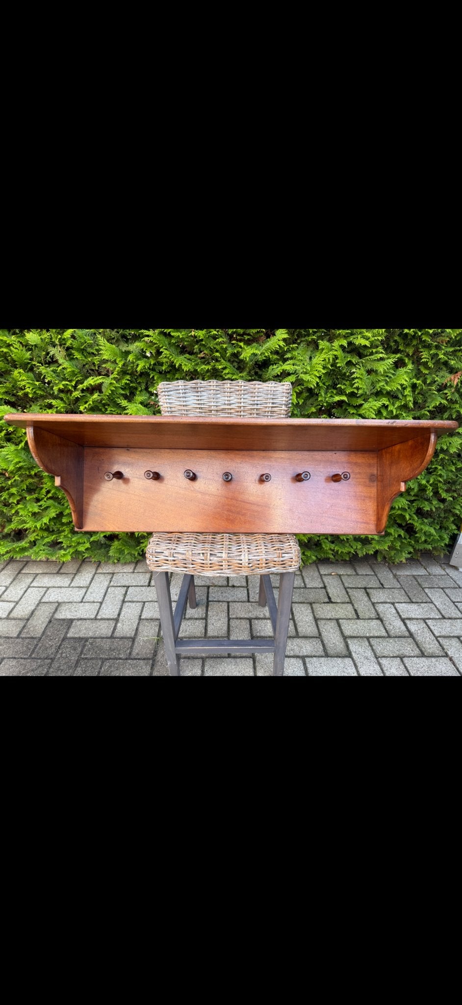 Antieke wandkapstok met hoedenplank en 7 haken, Antiek en Kunst, Ophalen of Verzenden