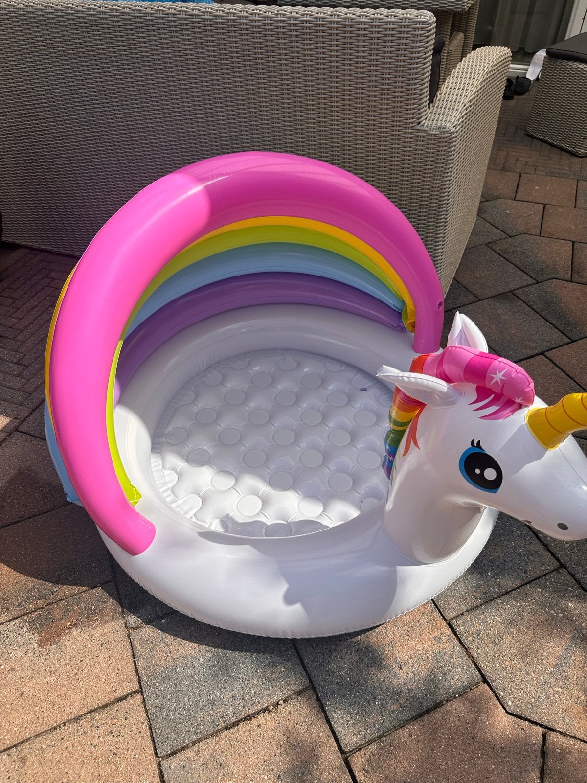 Intex Eenhoorn Opblaaszwembadje met Regenboog Zonnescherm, Minder dan 80 cm, Opblaaszwembad, Rond, Ophalen of Verzenden