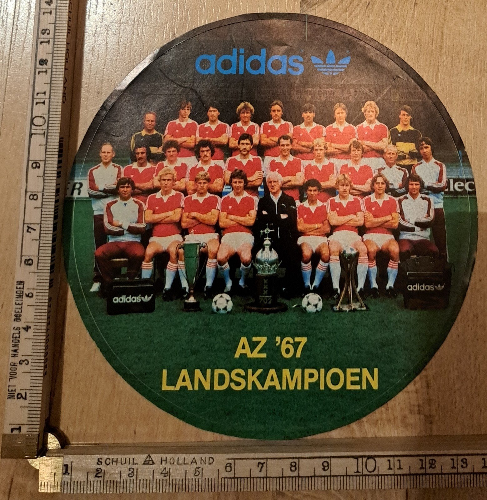 Vintage sticker Adidas AZ 67 Landskampioen voetbal, Ophalen of Verzenden, Zo goed als nieuw