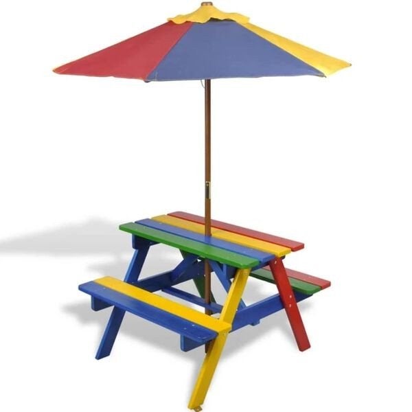 Kinderpicknicktafel met banken en parasol  nieuw in doos, ., Nieuw, Ophalen of Verzenden, .