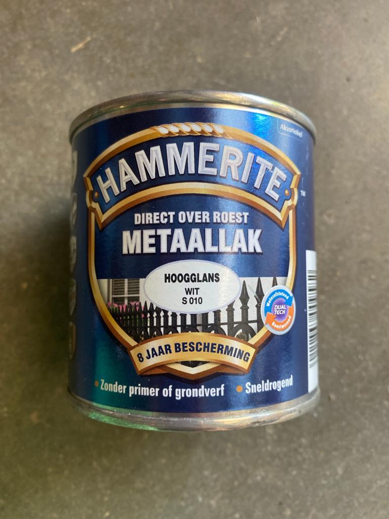Hammerite Metaallak Hoogglans Wit S 010 - 250ml Nieuw, Onbekend, Nieuw, Ophalen of Verzenden, Onbekend