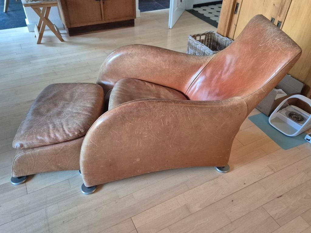 Montis Loge fauteuil met voetenbank - Gerard van den Berg, Ophalen, Gebruikt, 75 tot 100 cm, Modern, Design, Tijdloos