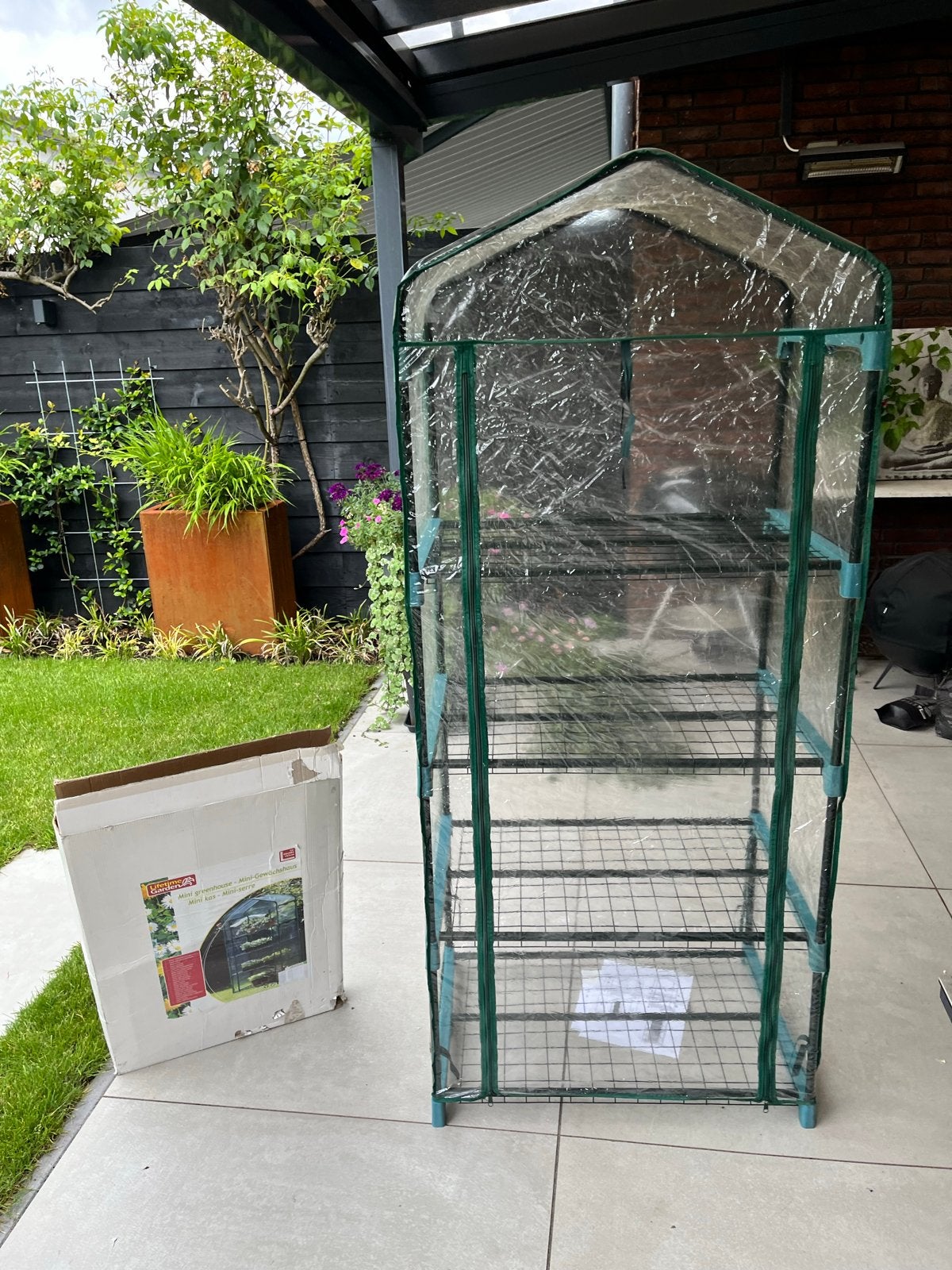 Mini Kas met Roldeuren - Tuinkas 4 etages, Folie, Kweekkas, Zo goed als nieuw, Ophalen