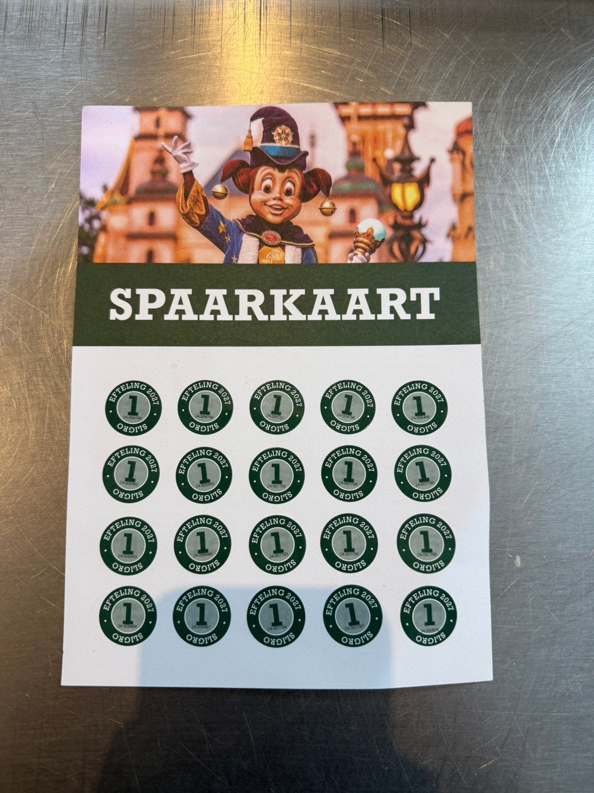 4 tickets efteling sligro, Ophalen of Verzenden, Overige soorten, Volle spaarkaart