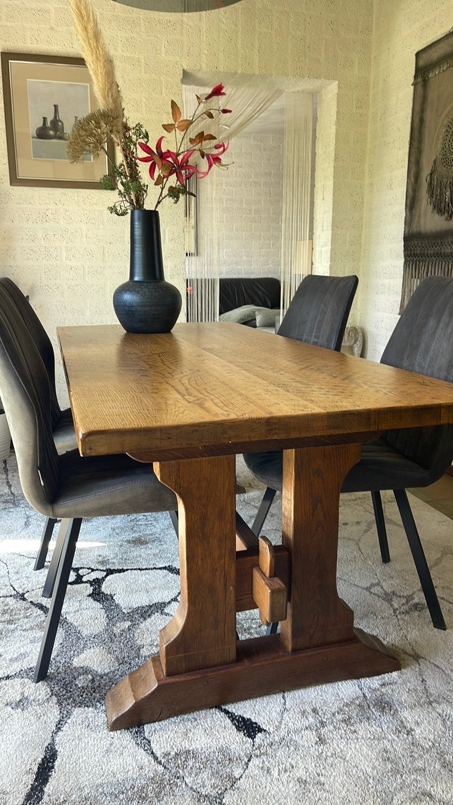 Stevige Kloostertafel, 200 cm of meer, Zo goed als nieuw, Rechthoekig, 50 tot 100 cm