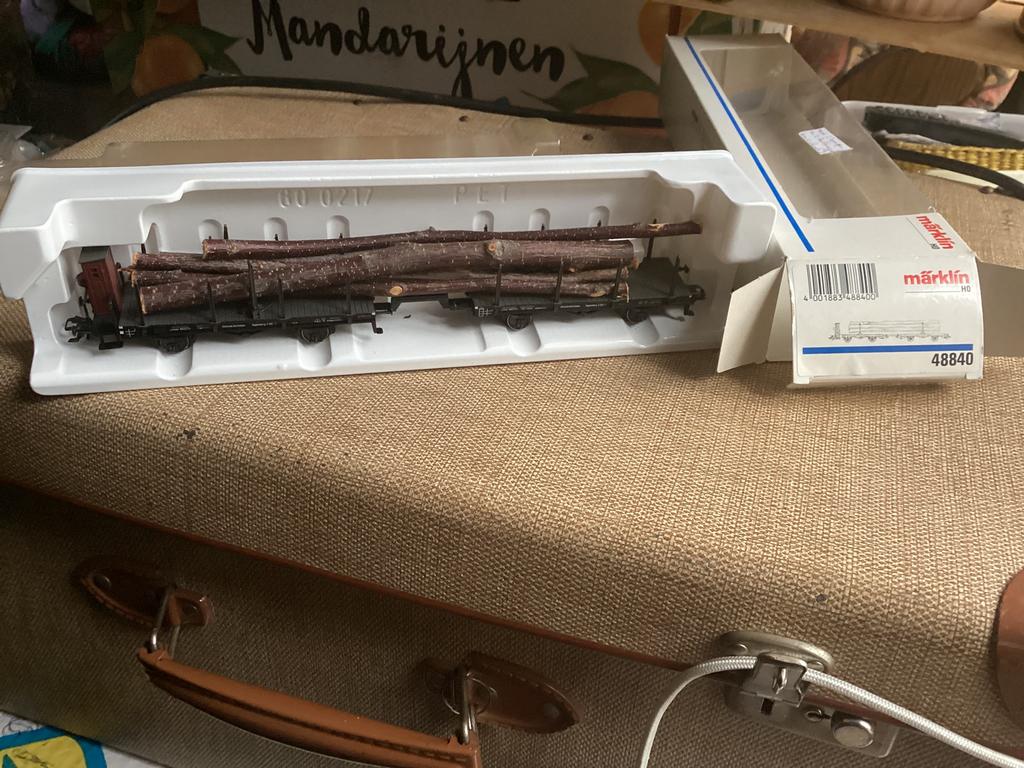 Marklin 48840 DR schemelwagens met hout zgan LEZEN, Wisselstroom, Wagon, Ophalen of Verzenden, Zo goed als nieuw