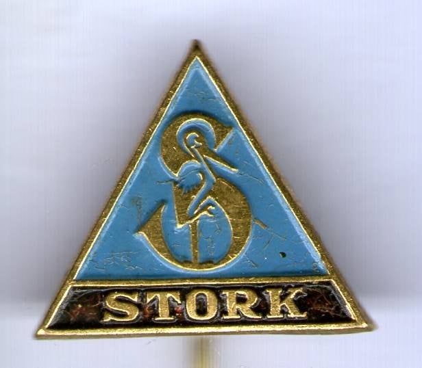 Machinefabriek Stork zwart email zilverkl speldje ( U_471 ), Verzamelen, Verzenden, Nieuw, Transport, Speldje of Pin