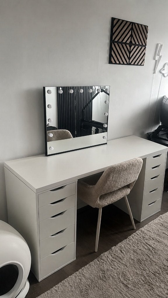 IKEA LAGKAPTEN/ALEX Bureau 140x60 cm Wit, Ophalen, Scandinavisch, Spaanplaat of MDF, Zo goed als nieuw