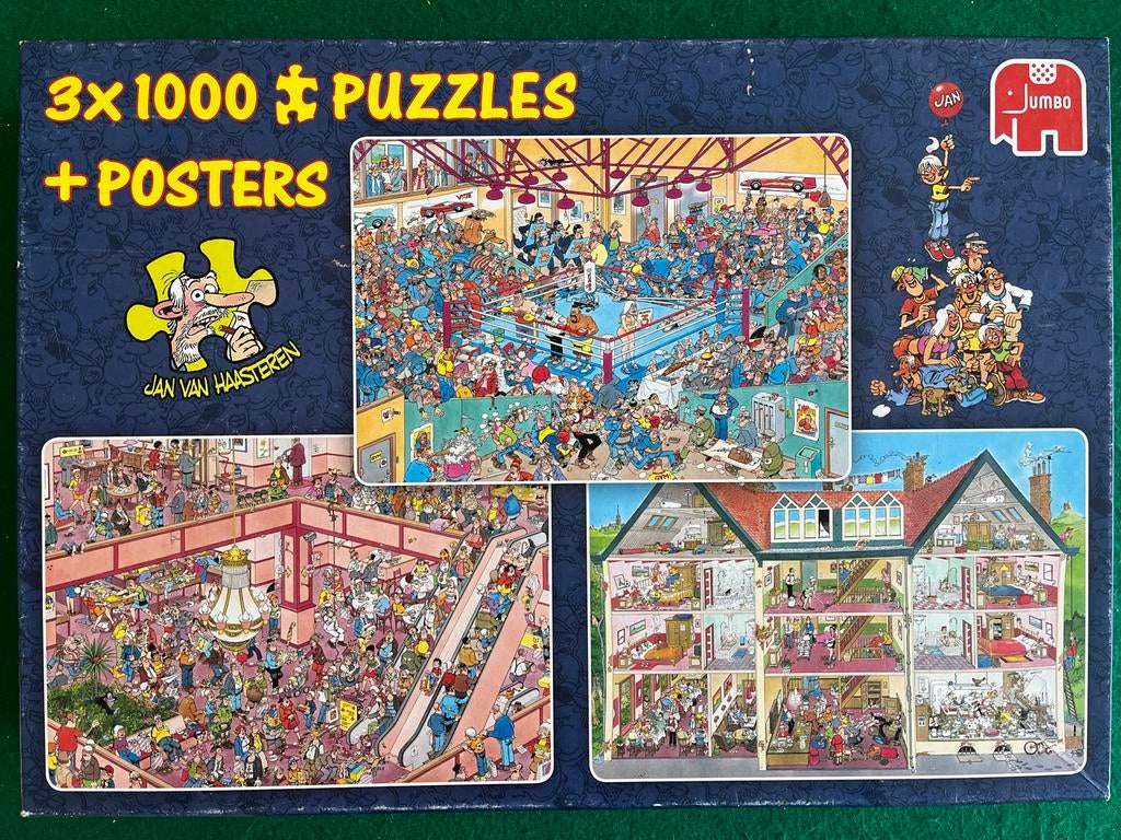 Jan van Haasteren puzzels 3x1000 stukjes - Compleet, Ophalen of Verzenden, 500 t/m 1500 stukjes, Gebruikt, Legpuzzel