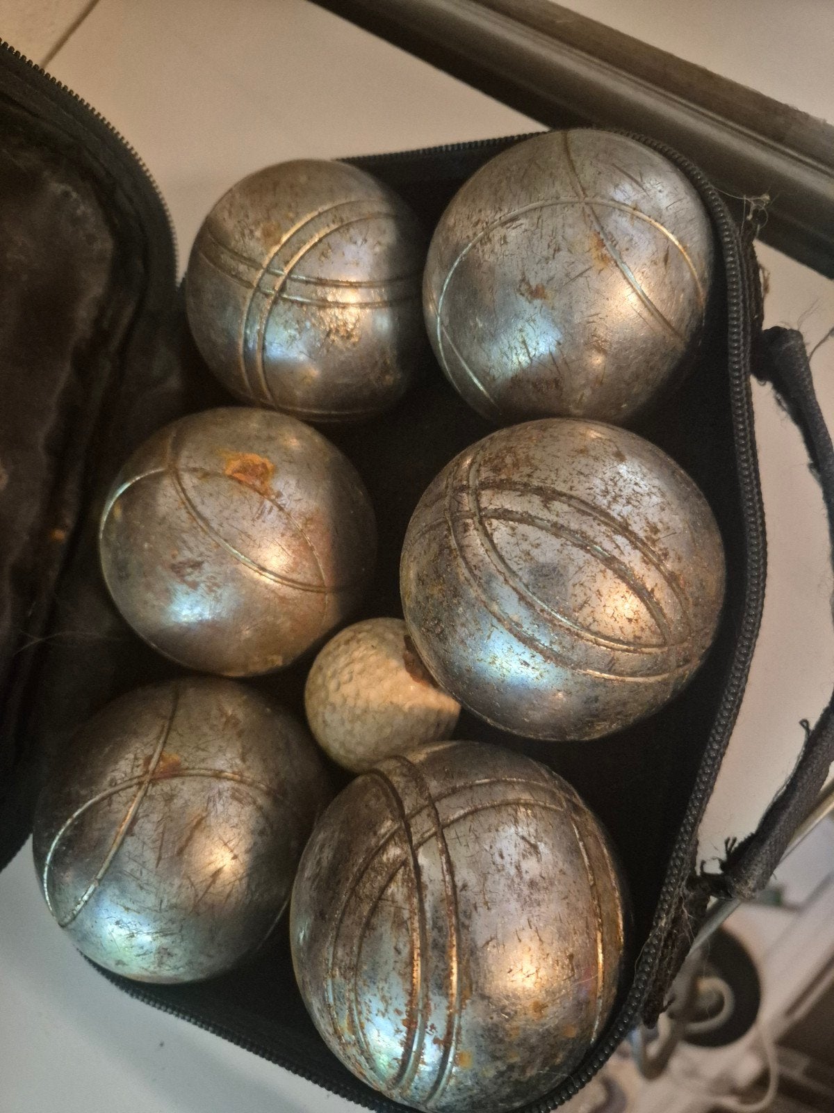 Set van 6 Petanque Ballen met But en Draagtas, Ophalen of Verzenden, Gebruikt