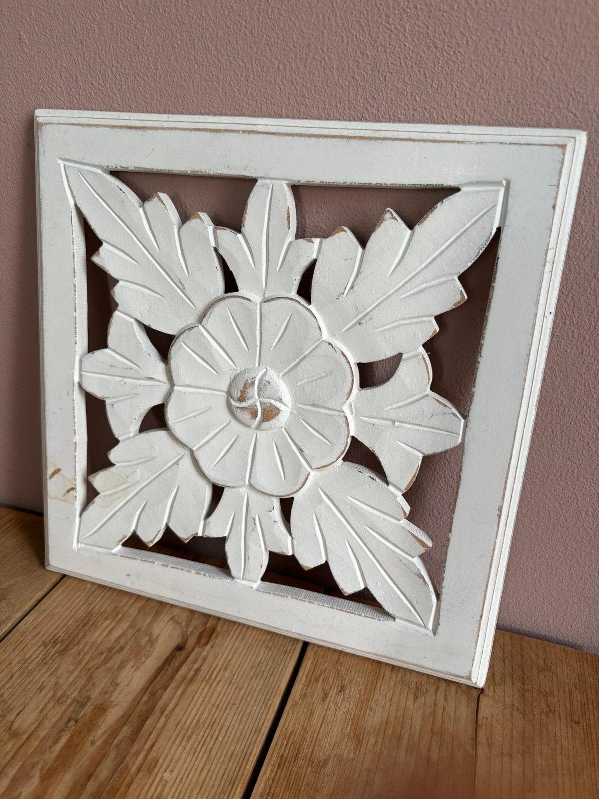 Houten bloemen wanddecoratie, Ophalen of Verzenden, Zo goed als nieuw