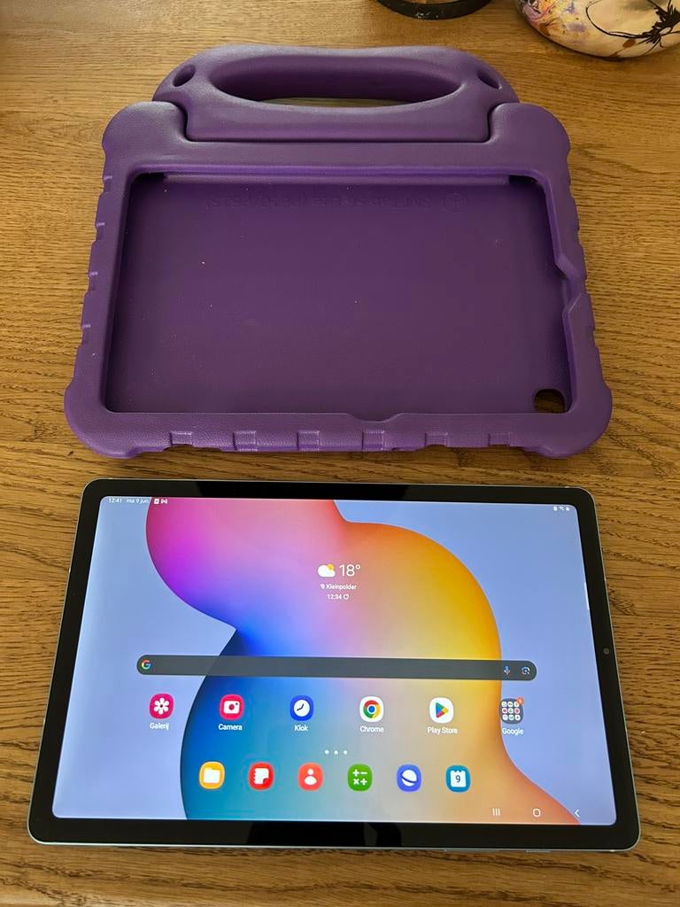 Samsung Galaxy Tab S6 Lite tablet met hoes paars, Computers en Software, Android Tablets, Ophalen of Verzenden, Zo goed als nieuw