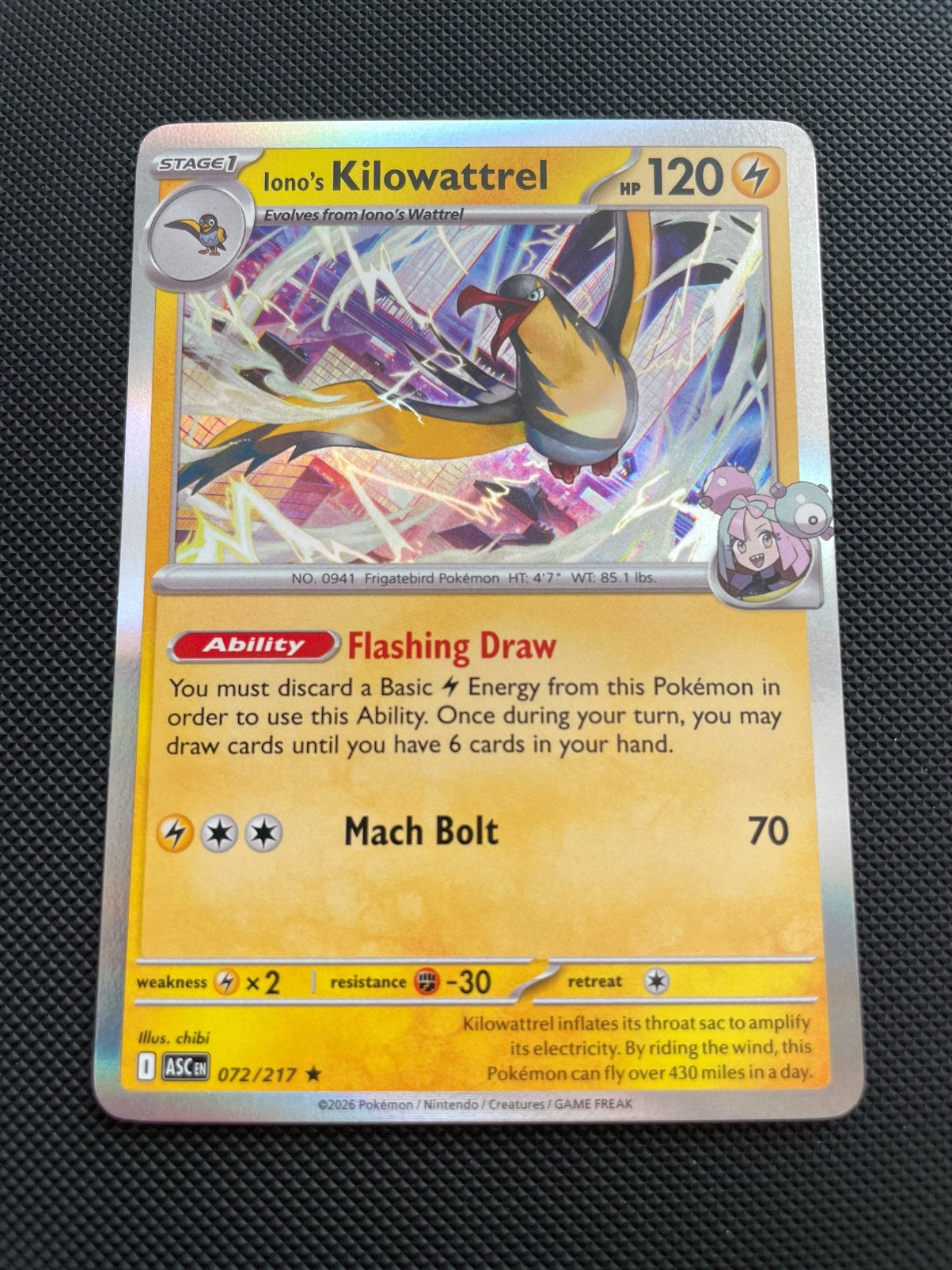 Kilowattrel 072/217 Rare Holo Ascended Heroes Packfresh, Verzenden, Zo goed als nieuw