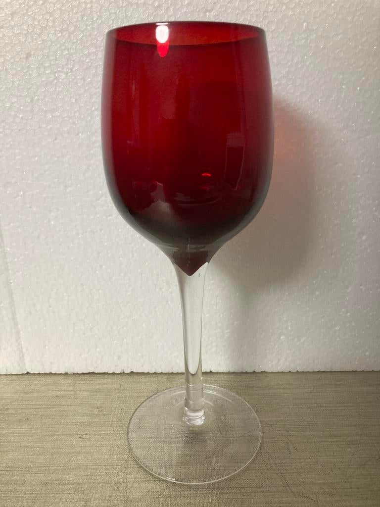 Robijnrood Kristallen Wijnglas - 20 cm Hoog, Ophalen of Verzenden