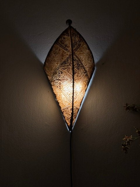Sfeervolle Marokkaanse Henna wand lamp, Gebruikt, Ophalen of Verzenden, Inclusief lichtbron, Wandlamp