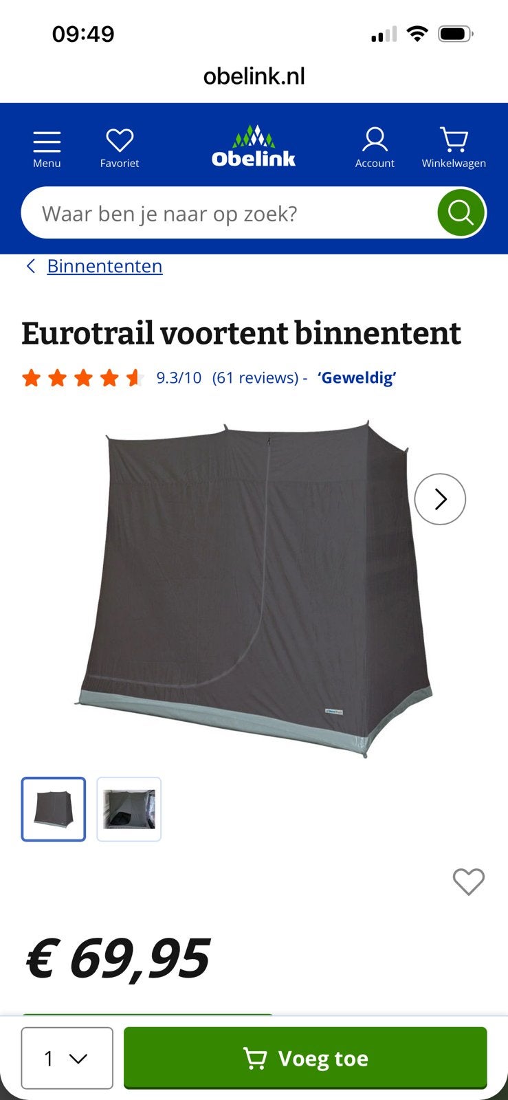 Voortent erker, Ophalen, Zo goed als nieuw