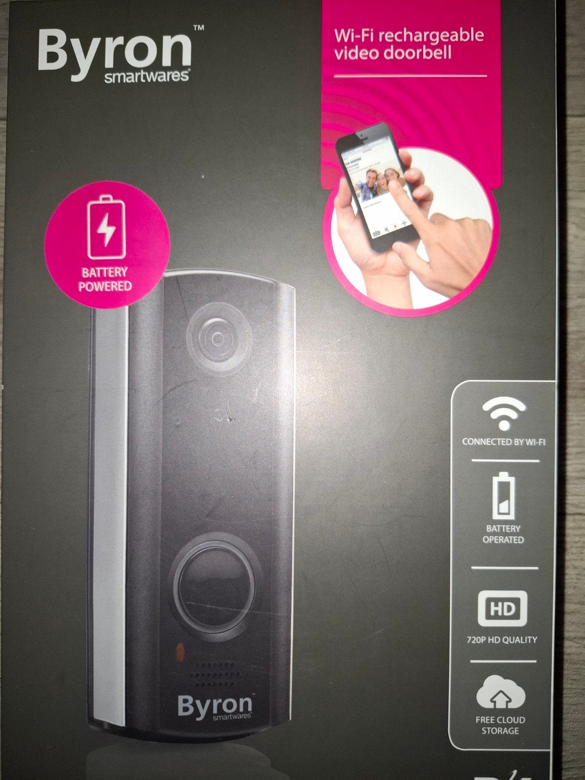 Byron Smartwares Video Deurbel, Ophalen, Bewegingsdetectiesensor, Zo goed als nieuw, Draadloos