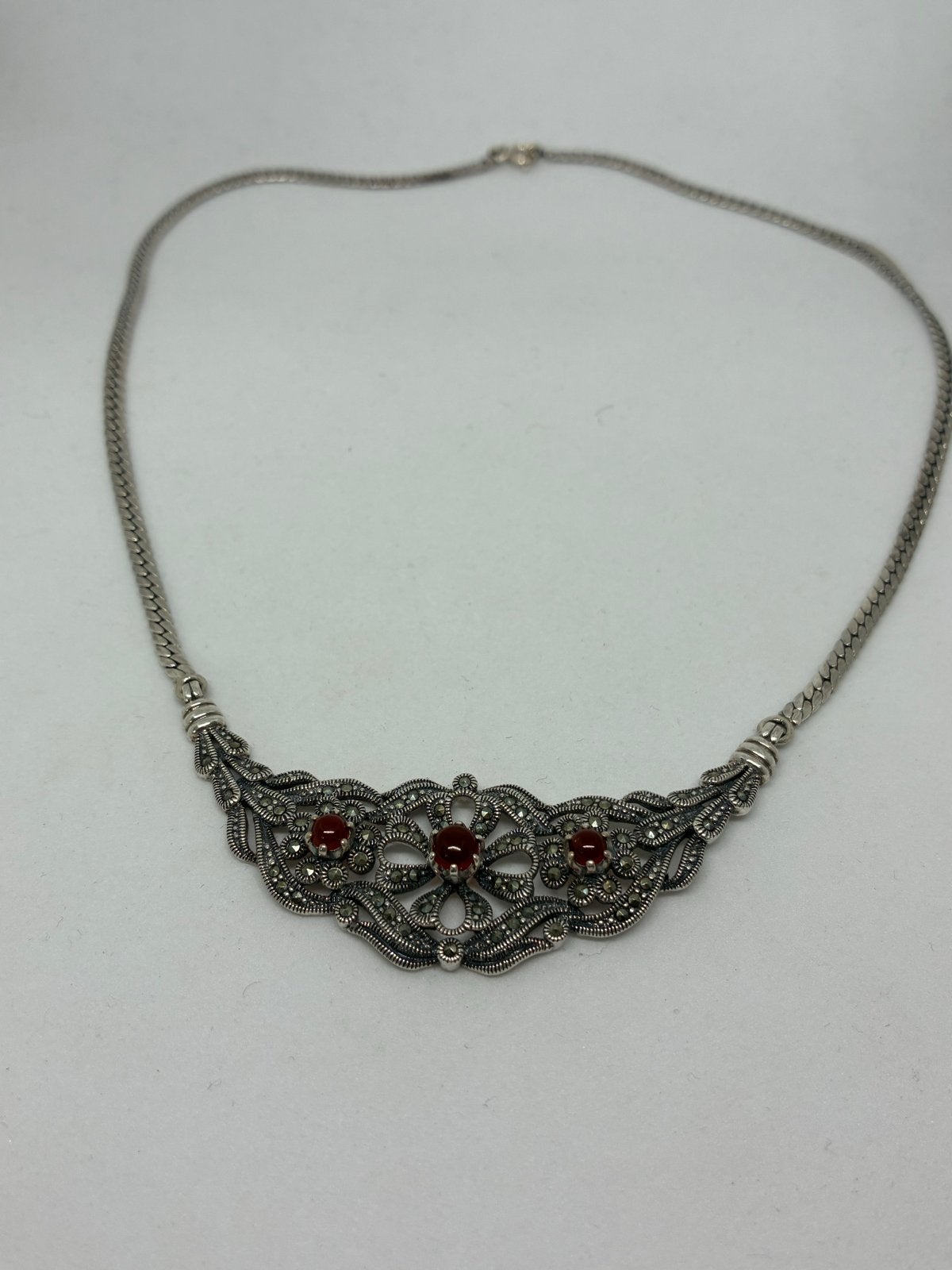 Nieuwe Echte Zilveren Ketting 925 met Rode Stenen