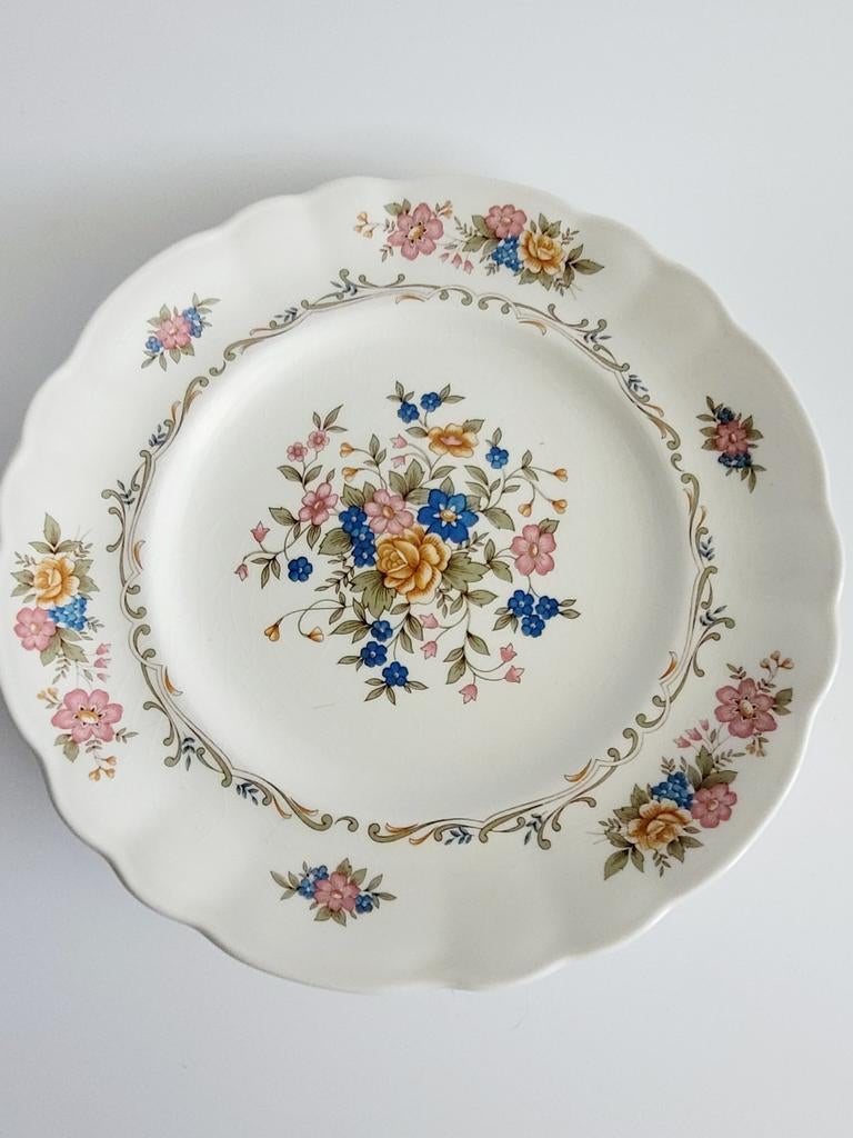 Vintage servies Santa Clara Ironstone oud bloemen bord, Ophalen of Verzenden