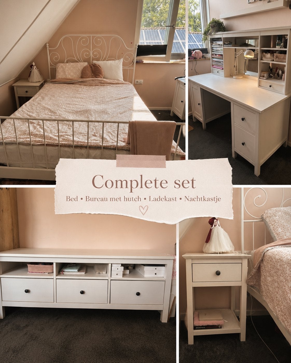 Hemnes kamer, tiener kamer, tienerkamer, puber kamer, bureau, Ophalen, Tweepersoons