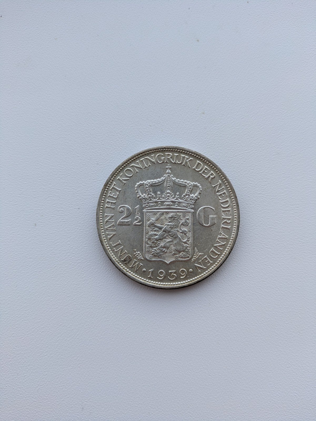 2,5 gulden zilveren munt 1939 Koningin Wilhelmina, Zilver, Ophalen of Verzenden, Koningin Wilhelmina, Losse munt