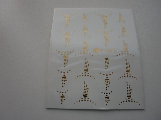 Velletje nagel water decals stickers Y-071 figuurtjes goud  , Nieuw, Ophalen of Verzenden, Handen en Nagels, Goud