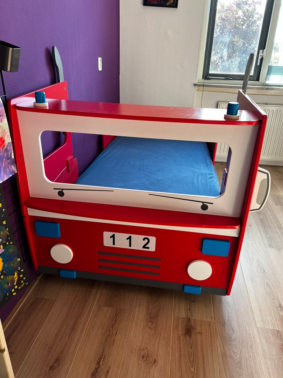 Brandweer bed, Kinderen en Baby's, Kinderkamer | Bedden, Ophalen, Gebruikt, 180 cm of meer, 85 tot 100 cm