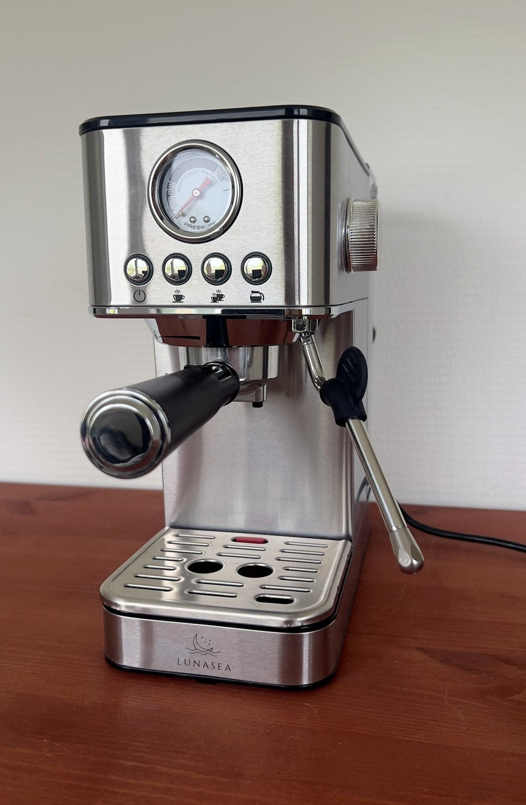 Espressomachine LunaSea | pistonmachine RVS | stoompijpje, Espresso apparaat, Gemalen koffie, Zo goed als nieuw, Ophalen