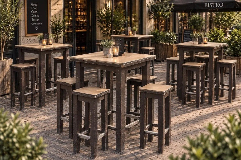 Satelliet - Terras bartafel set, Tuin en Terras, Ophalen, Gebruikt, Teakhout, Tuinset