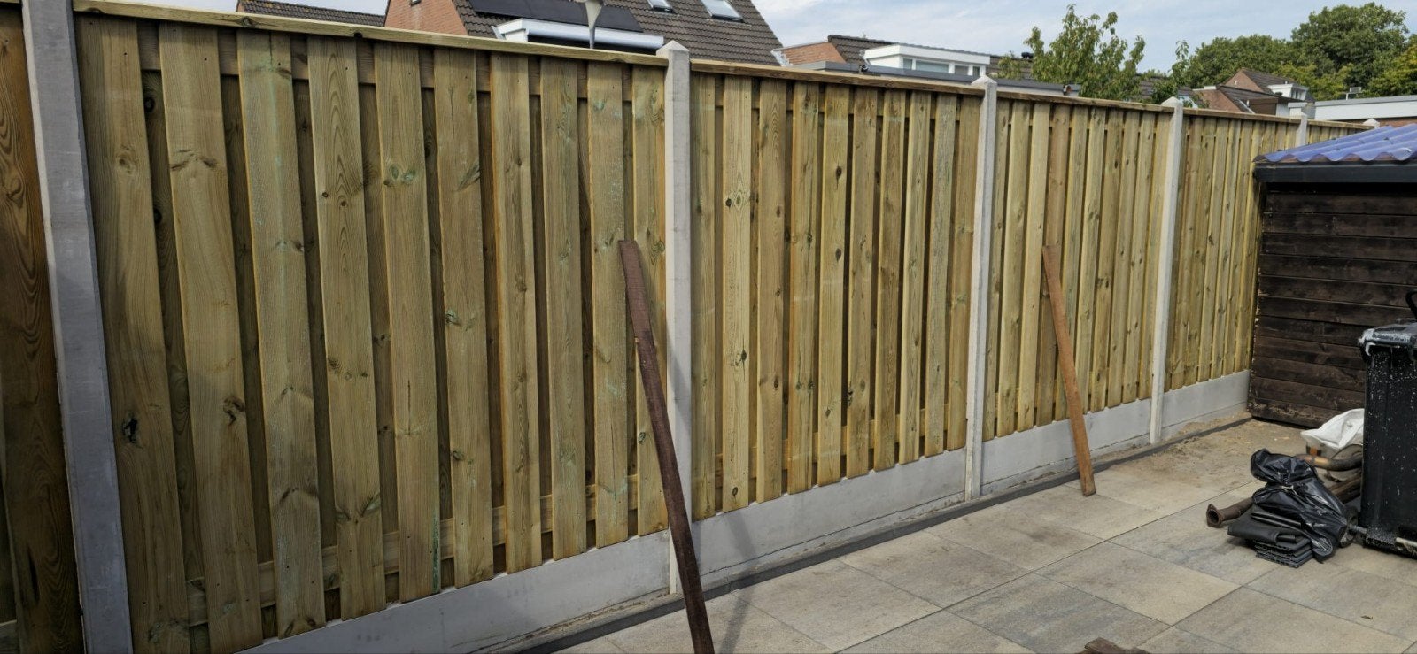 Schutting Hout Betonsysteem. p.m, Tuin en Terras, 1 tot 2 meter, 6 meter of meer, Nieuw, Ophalen of Verzenden