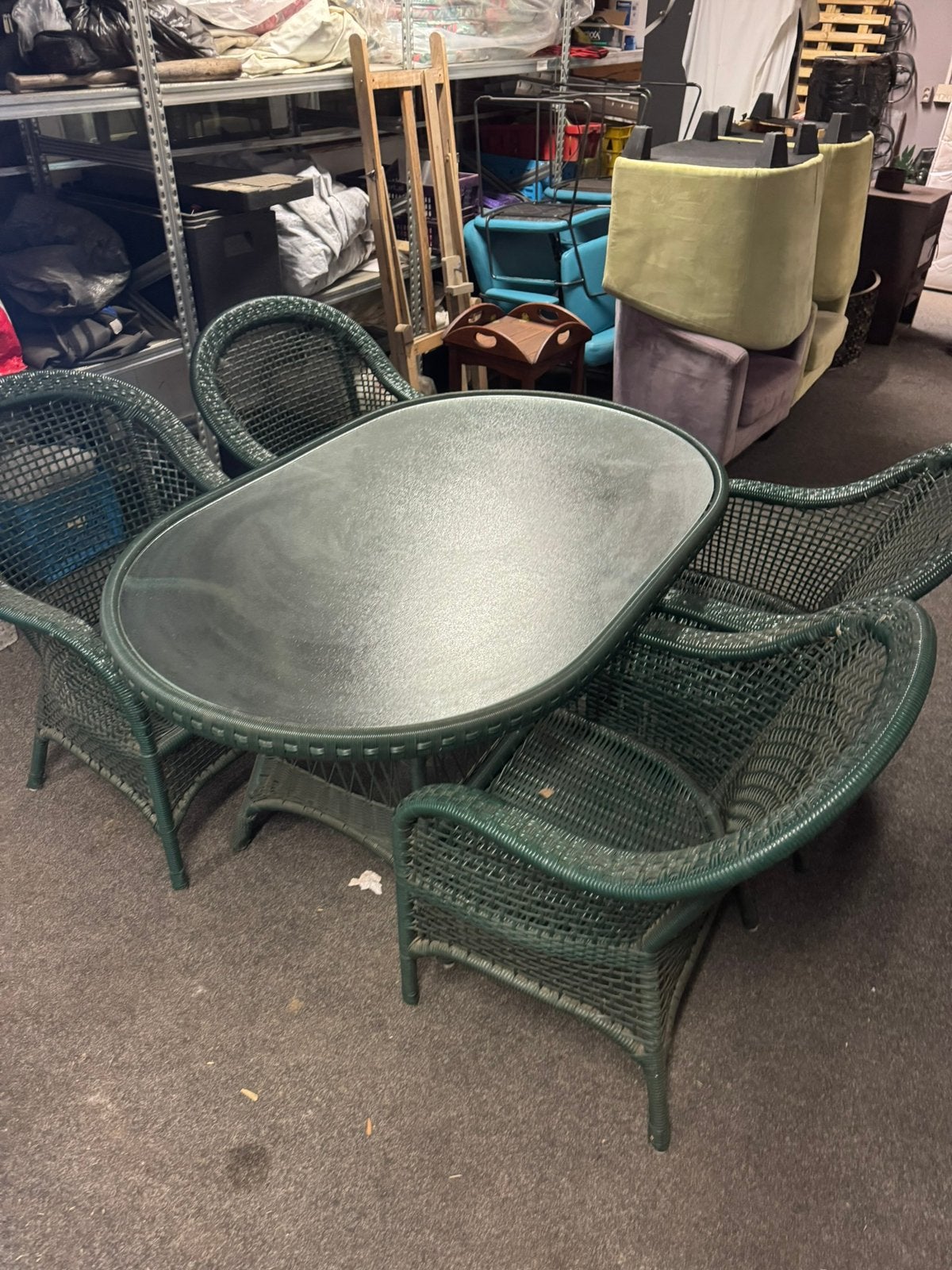Valeur groene tuintafel - eettafel, Tuin en Terras, Ophalen, 4 zitplaatsen, Eettafel, Zo goed als nieuw