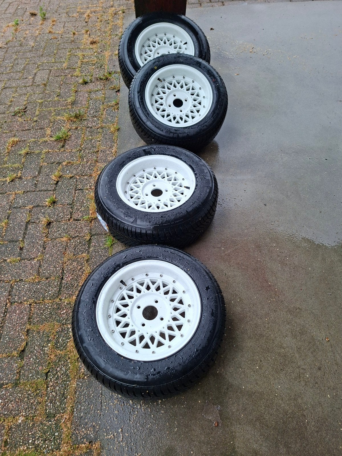 3-delige 13 inch velgen 4x98 met nieuwe banden, Auto-onderdelen, Banden en Velgen, Gebruikt, 13 inch, Banden en Velgen, Ophalen of Verzenden
