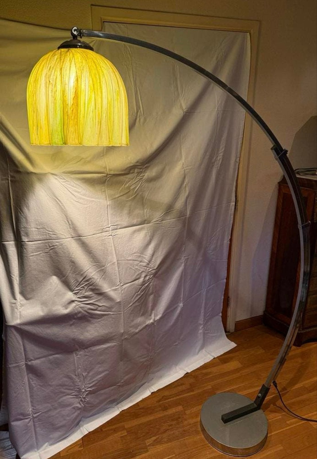 Vintage Design Booglamp Jaren '70 - Chroom & Groen, Ophalen, Gebruikt, Kunststof, 150 tot 200 cm