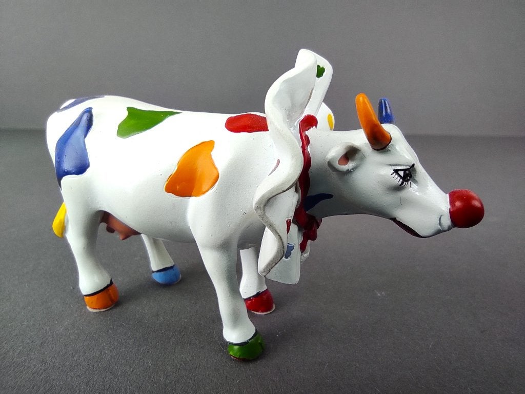 CowParade Koe “Big Apple Cir-cow” SMALL (zeldzaam), Ophalen of Verzenden, Beeld, Meerkleurig, Handgemaakt