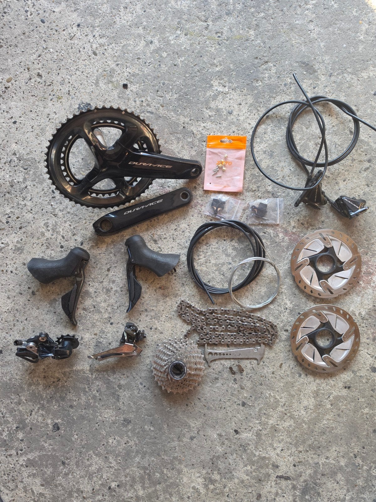 Shimano Dura Ace 9100 disc 11 speed groepset, Ophalen, Titanium, Overige typen, Zo goed als nieuw