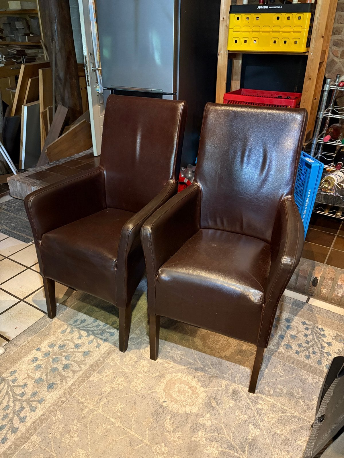Gratis af te halen: 2 bruine fauteuils, prima staat, Ophalen, Gebruikt, Twee, Bruin