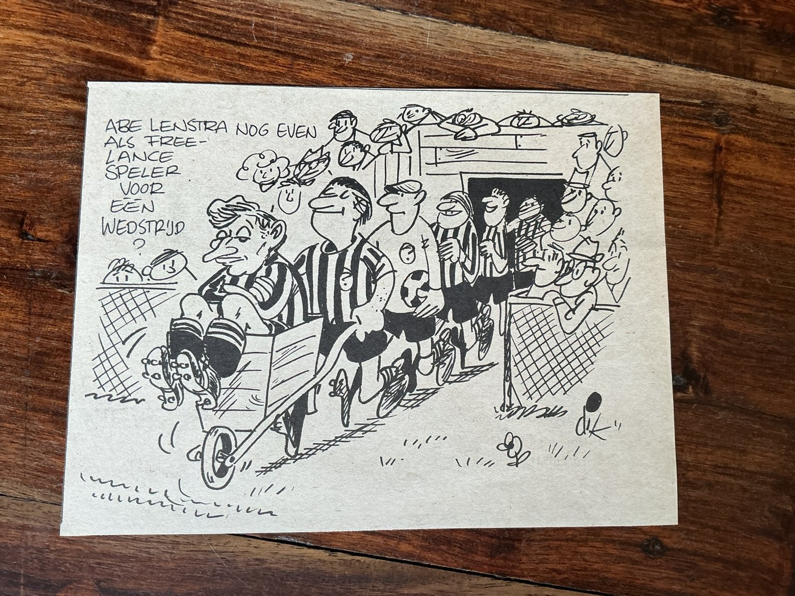 Voetbal karikatuur Dik Bruynesteyn Abe Lenstra 1971, Verzamelen, Ophalen of Verzenden, 1960 tot 1980, Knipsel(s)