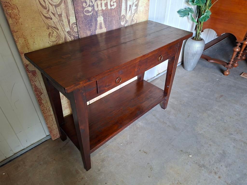 Koloniaal teakhouten sidetable, wandtafel console, Huis en Inrichting, Ophalen of Verzenden, 25 tot 50 cm, 50 tot 100 cm, Minder dan 100 cm