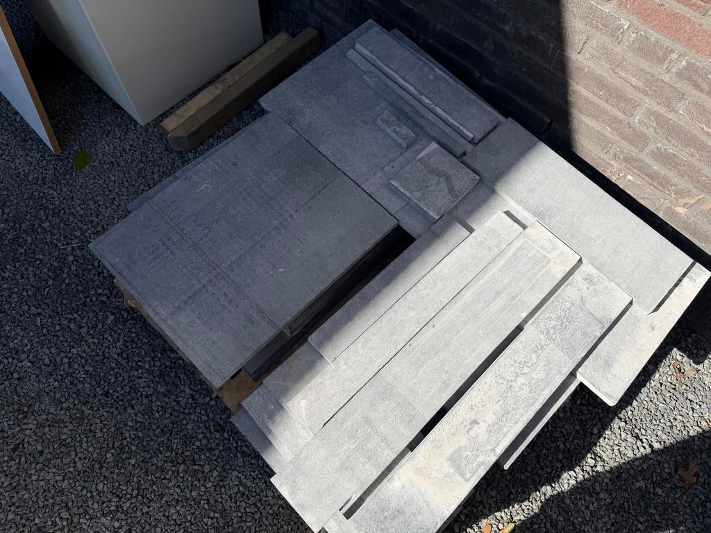 Partij Belgisch hardsteen wildverband banen 40cm breed (4m2), Doe-het-zelf en Verbouw, Tegels, Ophalen, 60 cm of meer, 40 tot 60 cm