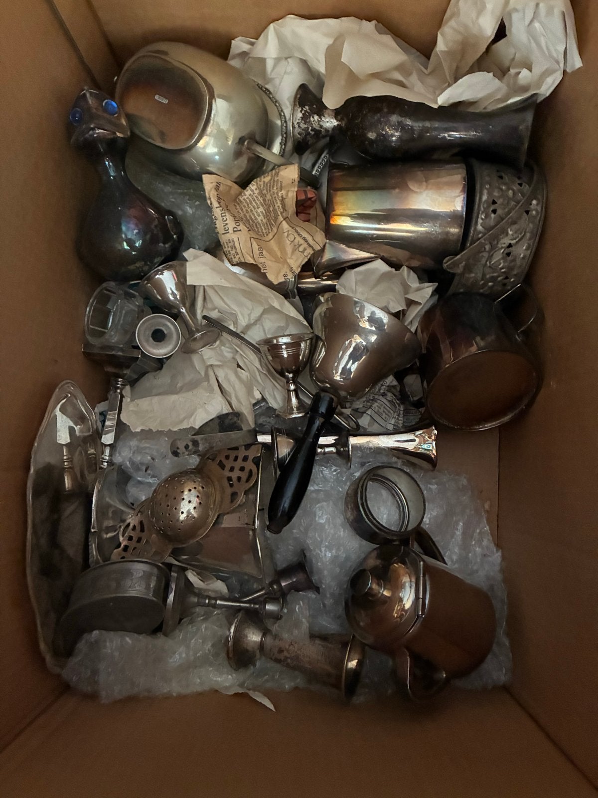 Diverse verzameling zilverwerk en metalen objecten, Antiek en Kunst, Ophalen, Zilver