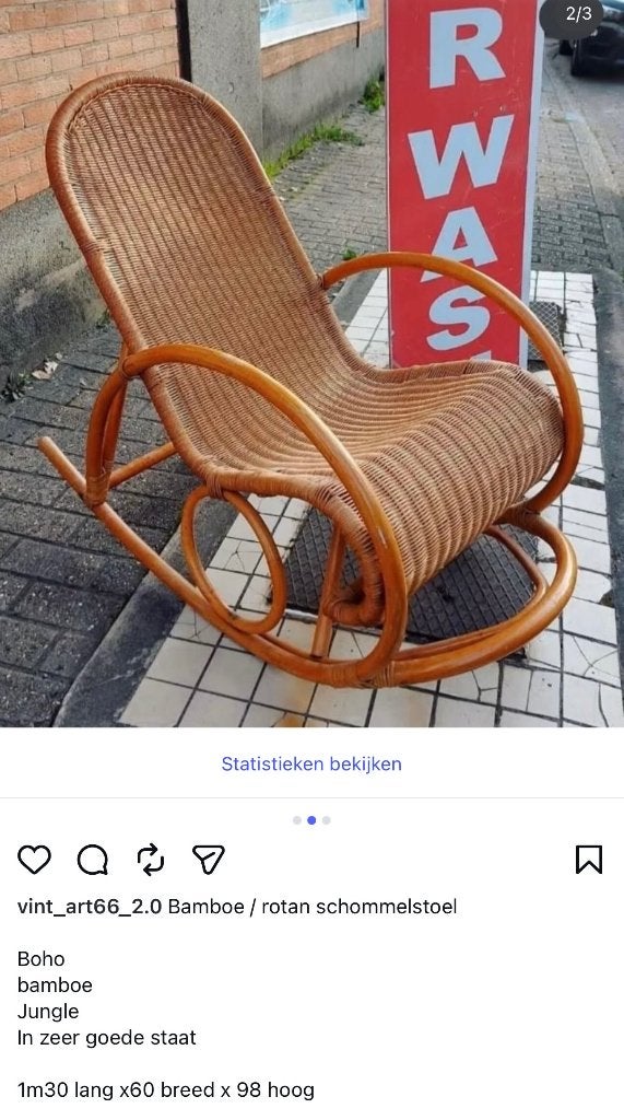 Schommelstoel in rotan en bamboe, Ophalen