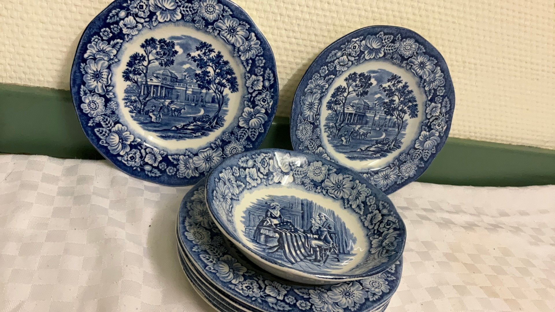 Staffordshire blauw taartschotels, kommetje, liberty blue, Antiek en Kunst, Antiek | Keramiek en Aardewerk, Ophalen of Verzenden